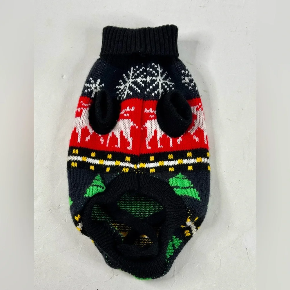 Festive Black & Red Christmas Knit Dog Sweater